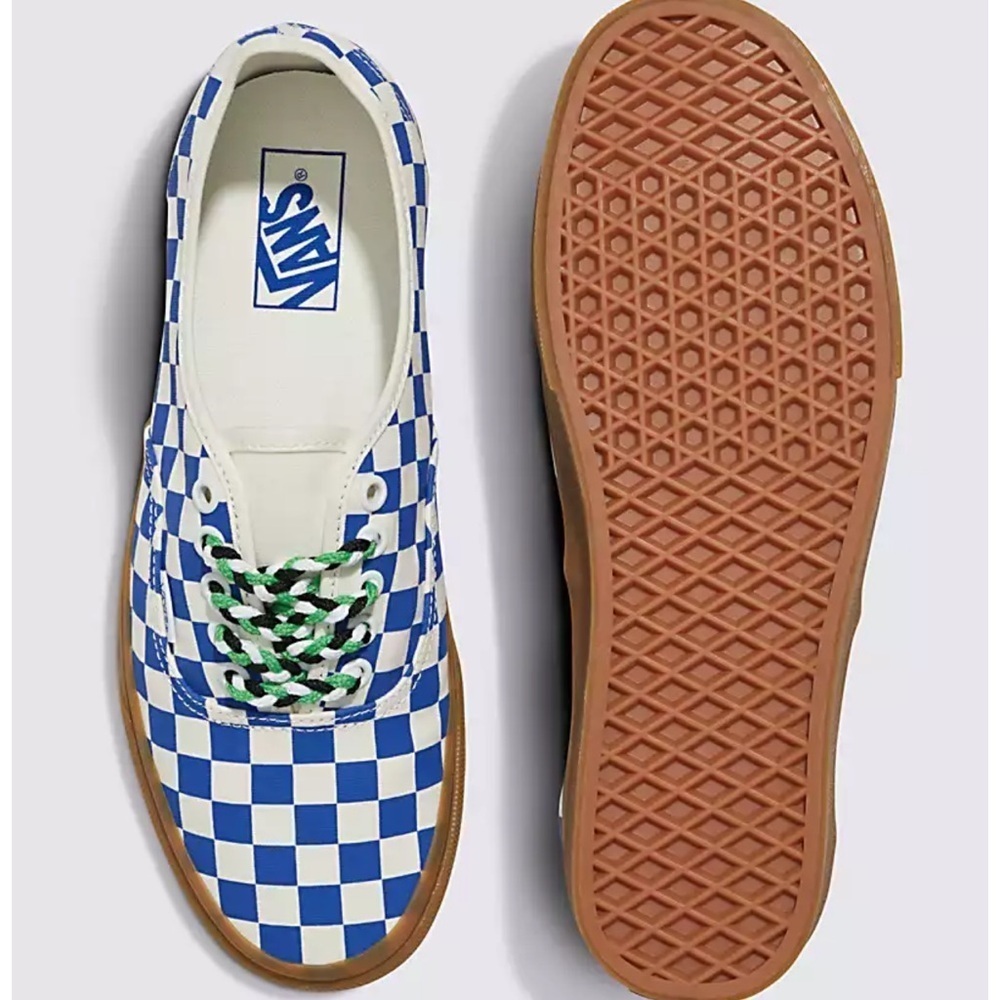NEW Vans Authentic Checkerboard Blue/White Sneakers Men’s Size 6.5 - Picture 3 of 7